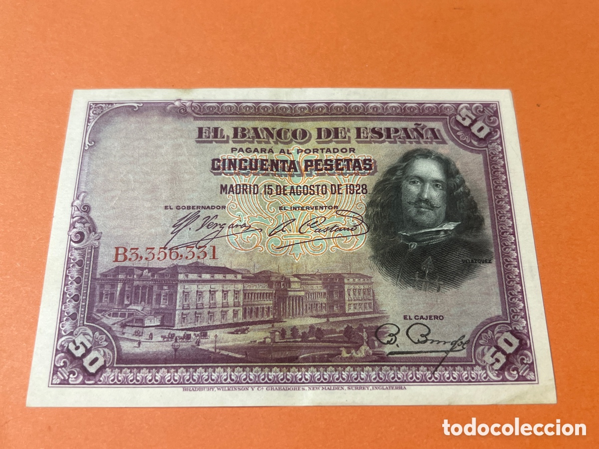 Billetes espa&ntilde;oles: A98. BILLETE - CINCUENTA PESETAS - 50 PTAS - 1928 - BANCO DE ESPA&Ntilde;A - DIEGO VELAZQUEZ