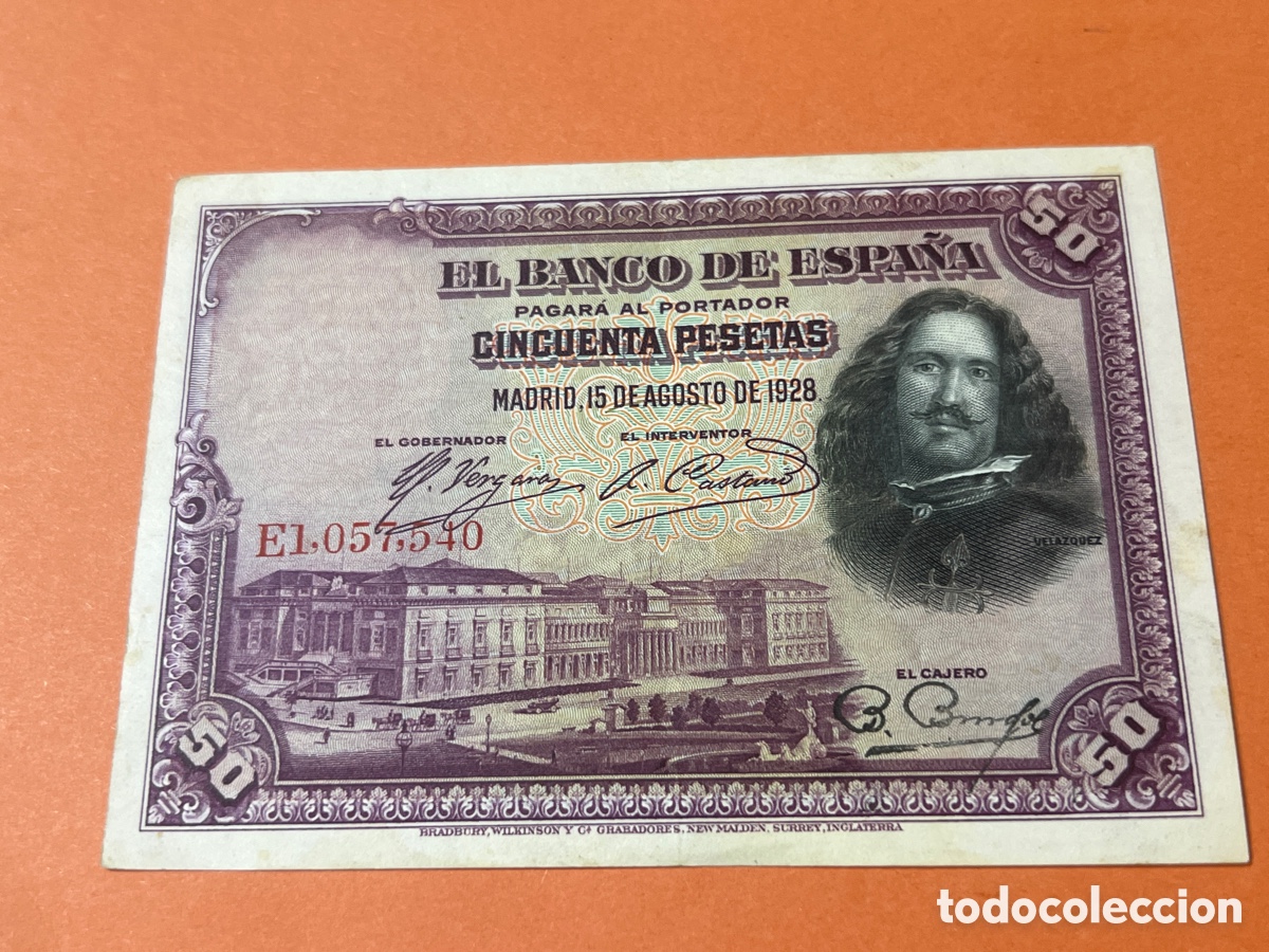 Billetes espa&ntilde;oles: A101. BILLETE - CINCUENTA PESETAS - 50 PTAS - 1928 - BANCO DE ESPA&Ntilde;A - DIEGO VELAZQUEZ