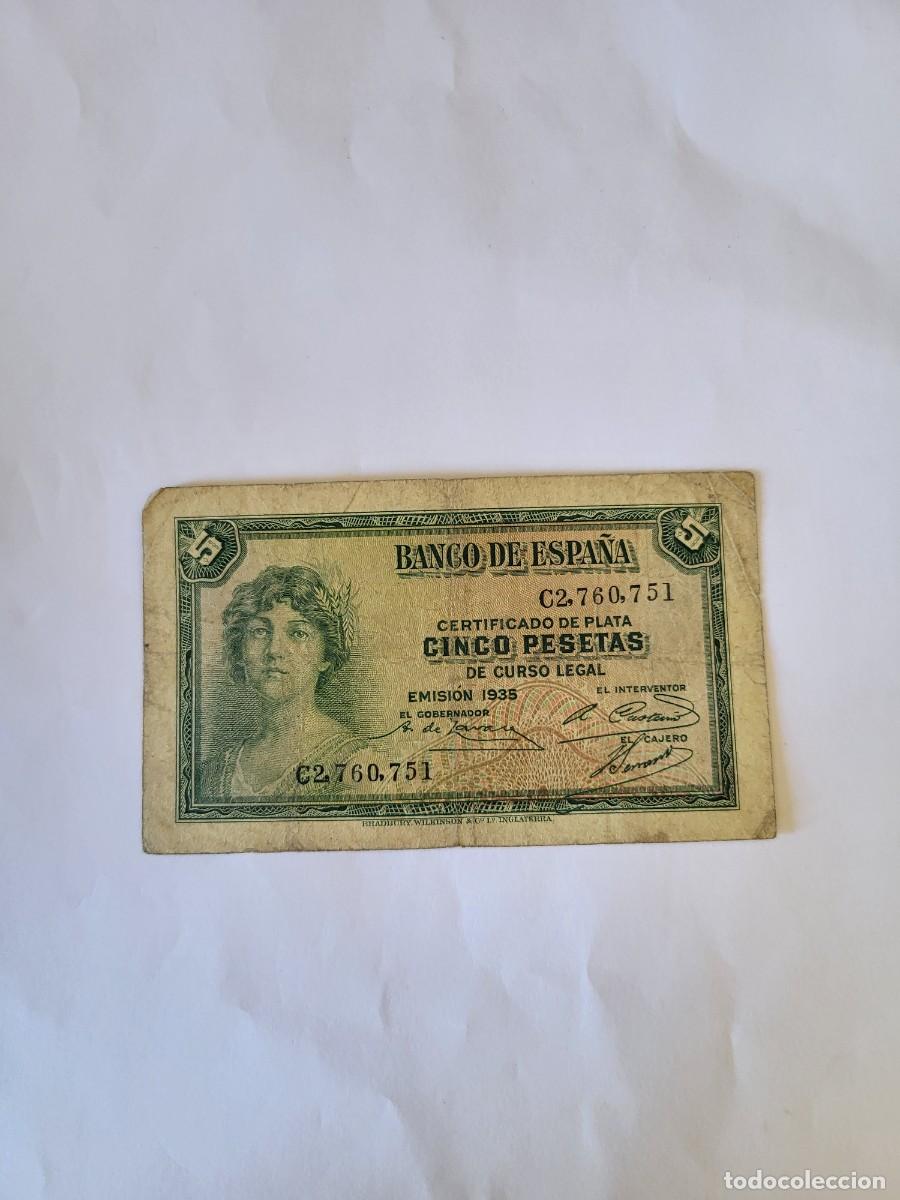Billetes espa&ntilde;oles: Billete 5 Pesetas 1935 Banco de Espa&ntilde;a