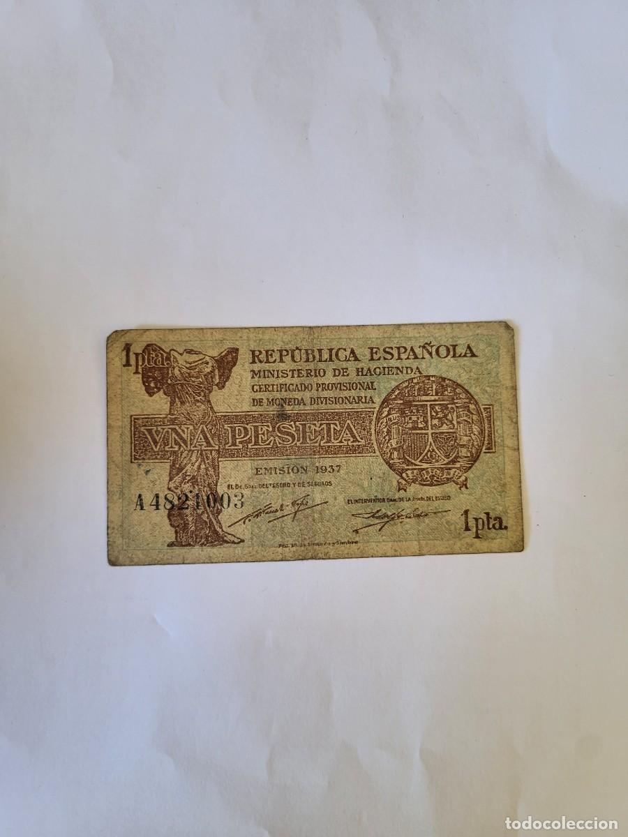 Billetes espa&ntilde;oles: Billete 1 Peseta 1937 Rep&uacute;blica Espa&ntilde;ola Espa&ntilde;a