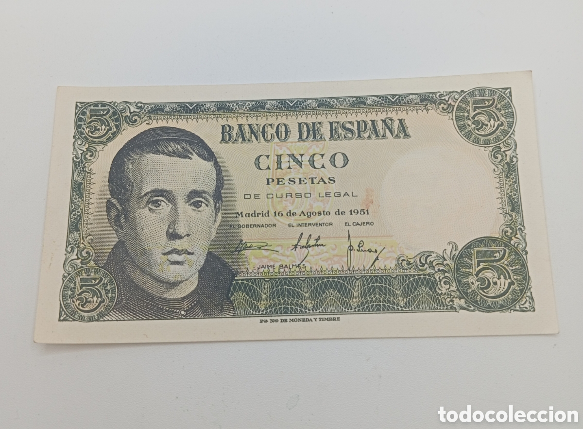 Billetes espa&ntilde;oles: Billete de 5 pesetas del a&ntilde;o 1951