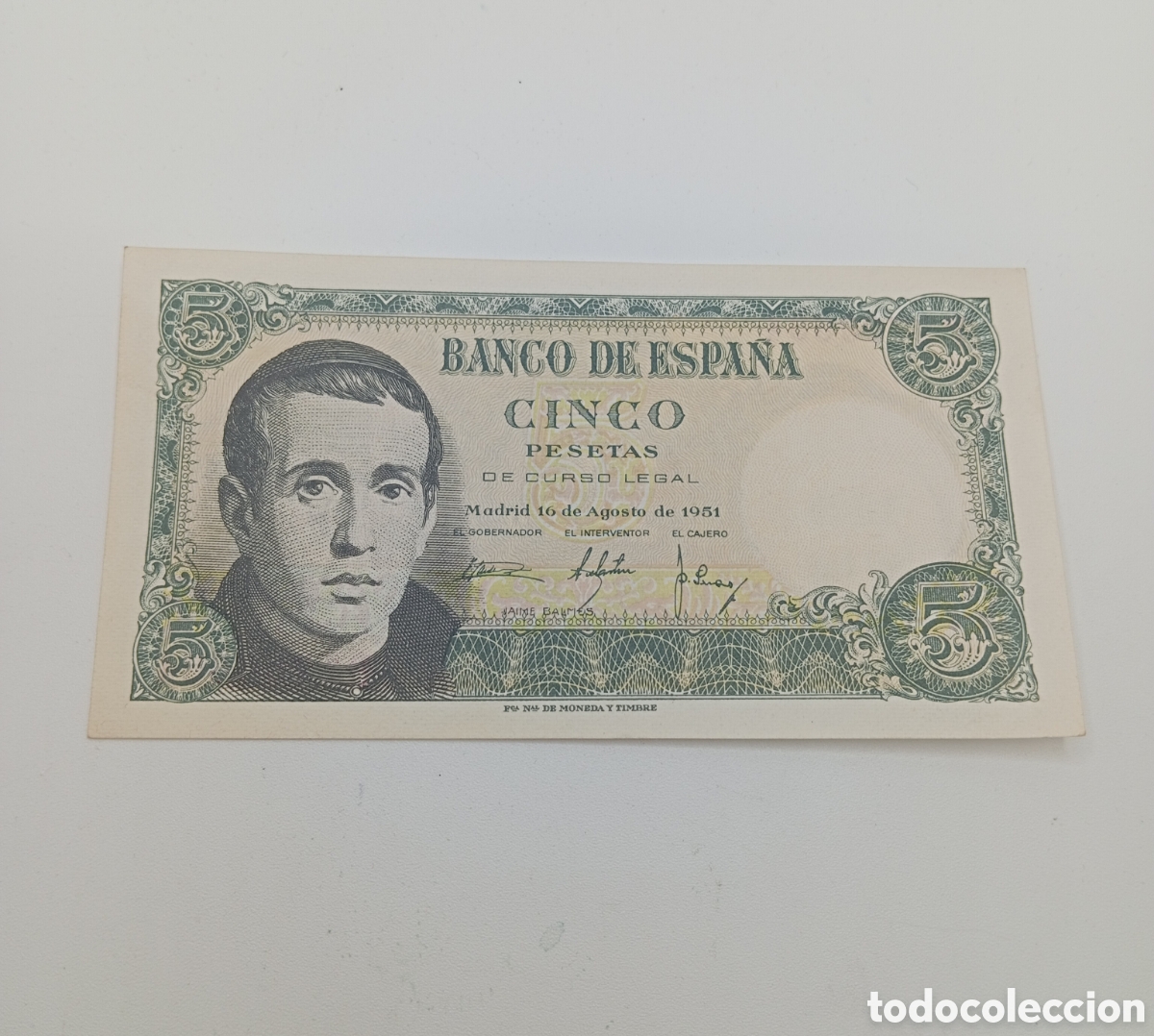 Billetes espa&ntilde;oles: Billete de 5 pesetas del a&ntilde;o 1951