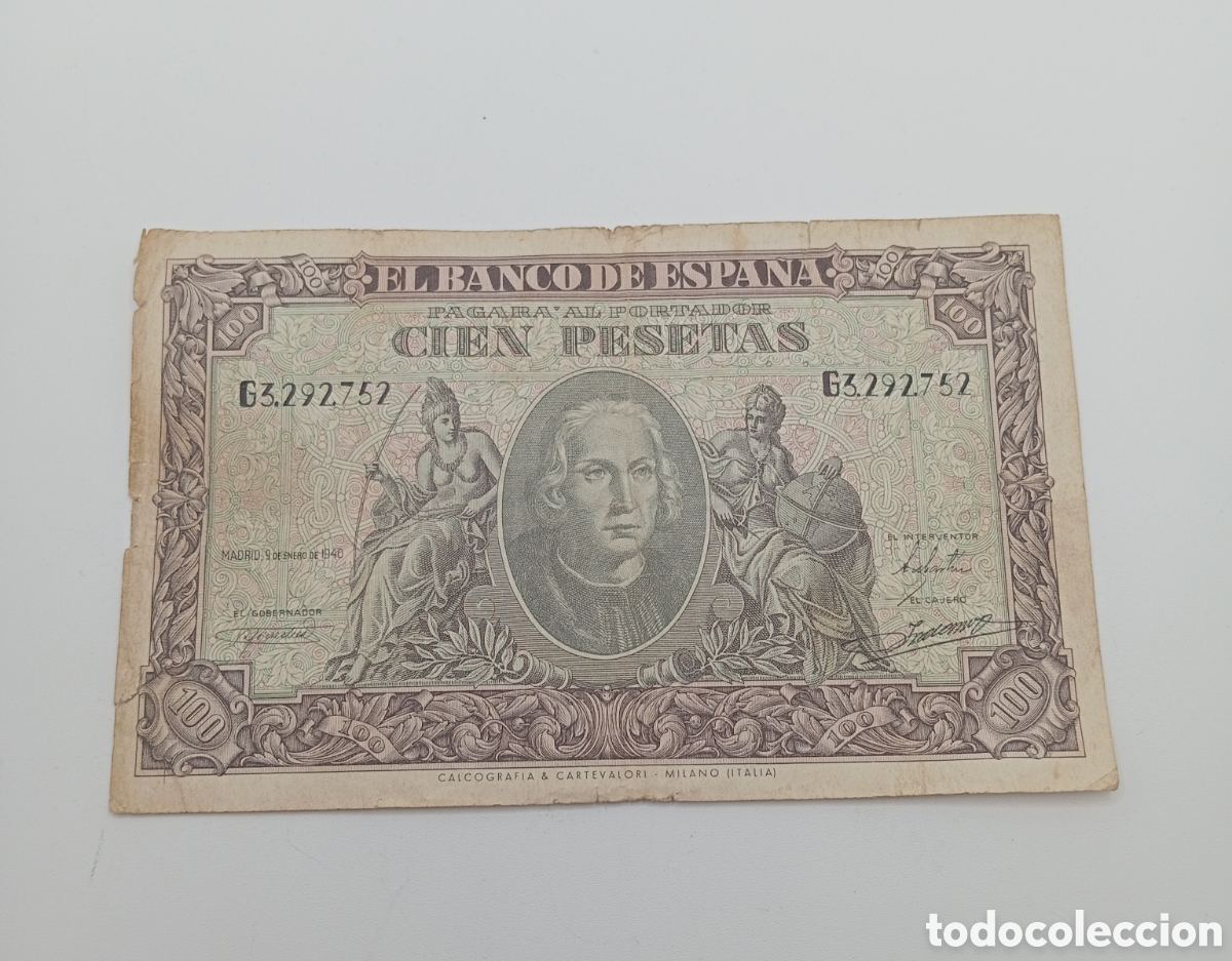 Billetes espa&ntilde;oles: 100 pesetas del a&ntilde;o 1940