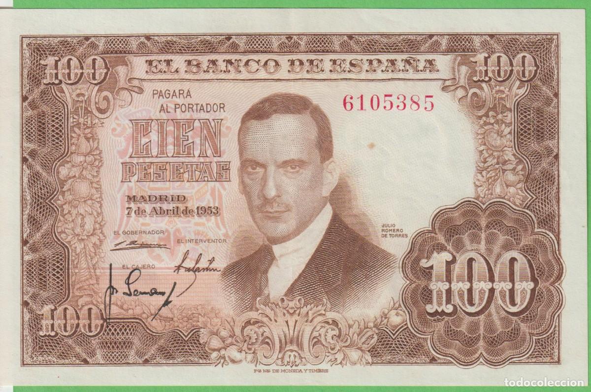 Billetes espa&ntilde;oles: BILLETES ESPA&Ntilde;OLES-ESTADO ESPA&Ntilde;OL 100 PESETAS 1953 (SIN SERIE) RARO (EBC)