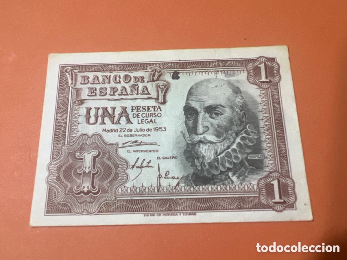 Billetes espa&ntilde;oles: A27. BILLETE FACS&Iacute;MIL DE ESPA&Ntilde;A. MADRID 22 JULIO 1953. 1 PESETA. MARQU&Eacute;S DE SANTA CRUZ.