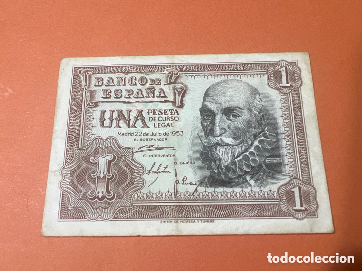 Billetes espa&ntilde;oles: A30. BILLETE FACS&Iacute;MIL DE ESPA&Ntilde;A. MADRID 22 JULIO 1953. 1 PESETA. MARQU&Eacute;S DE SANTA CRUZ.