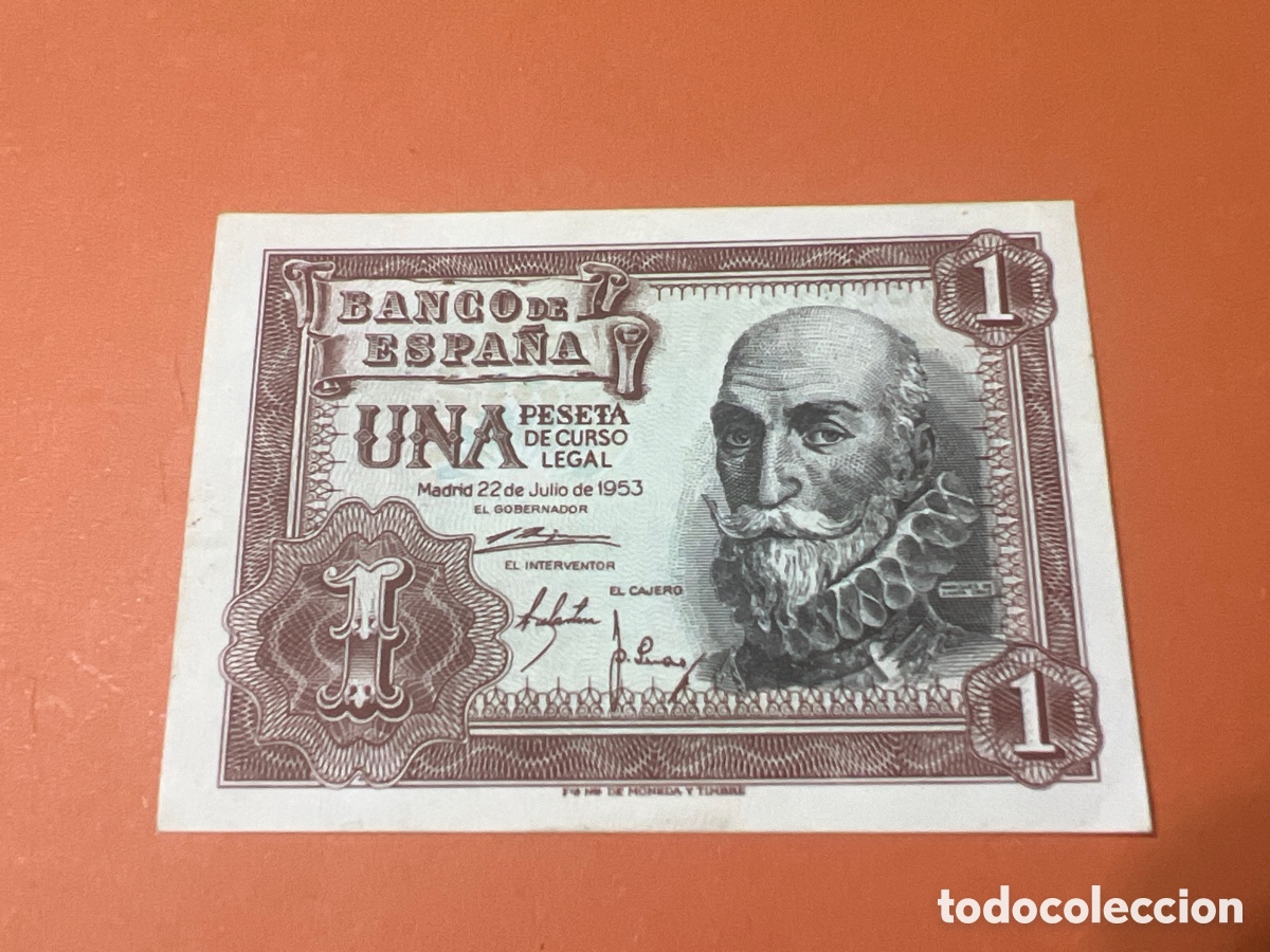 Billetes espa&ntilde;oles: A34. BILLETE FACS&Iacute;MIL DE ESPA&Ntilde;A. MADRID 22 JULIO 1953. 1 PESETA. MARQU&Eacute;S DE SANTA CRUZ.