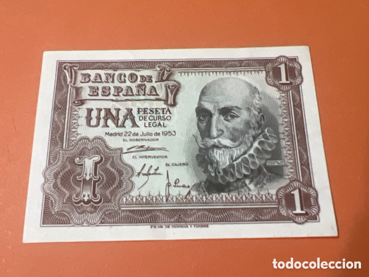 Billetes espa&ntilde;oles: A33. BILLETE FACS&Iacute;MIL DE ESPA&Ntilde;A. MADRID 22 JULIO 1953. 1 PESETA. MARQU&Eacute;S DE SANTA CRUZ.