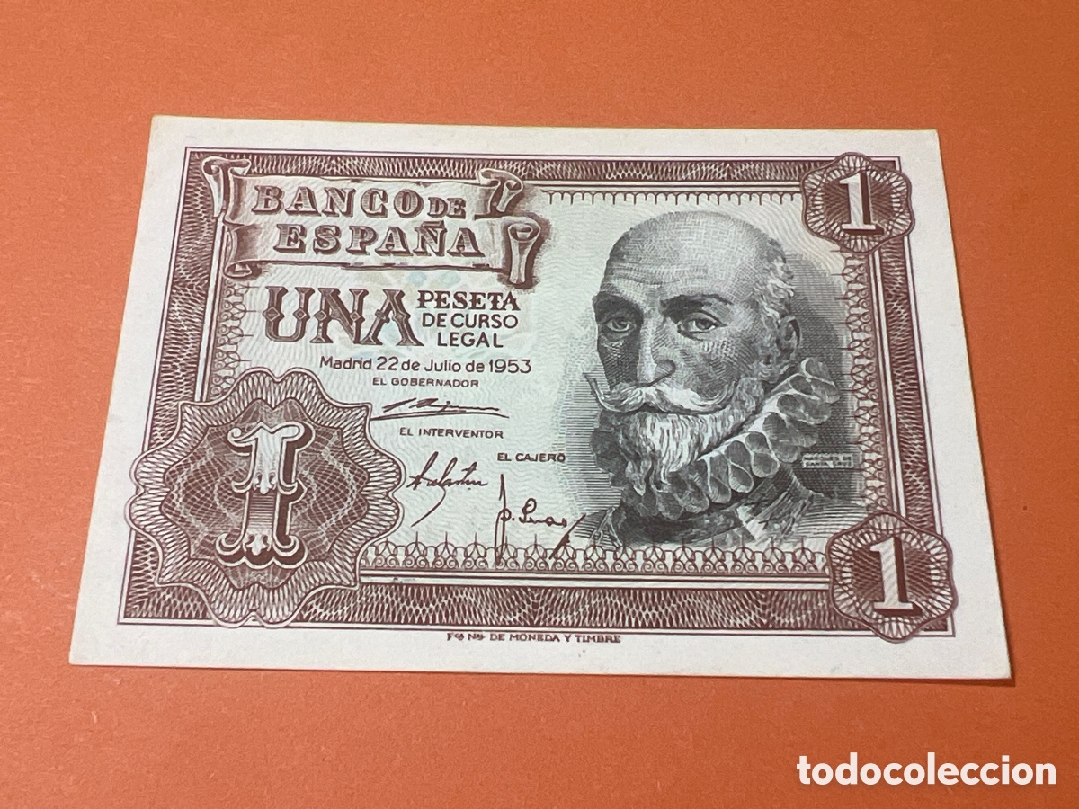 Billetes espa&ntilde;oles: A36. BILLETE FACS&Iacute;MIL DE ESPA&Ntilde;A. MADRID 22 JULIO 1953. 1 PESETA. MARQU&Eacute;S DE SANTA CRUZ.
