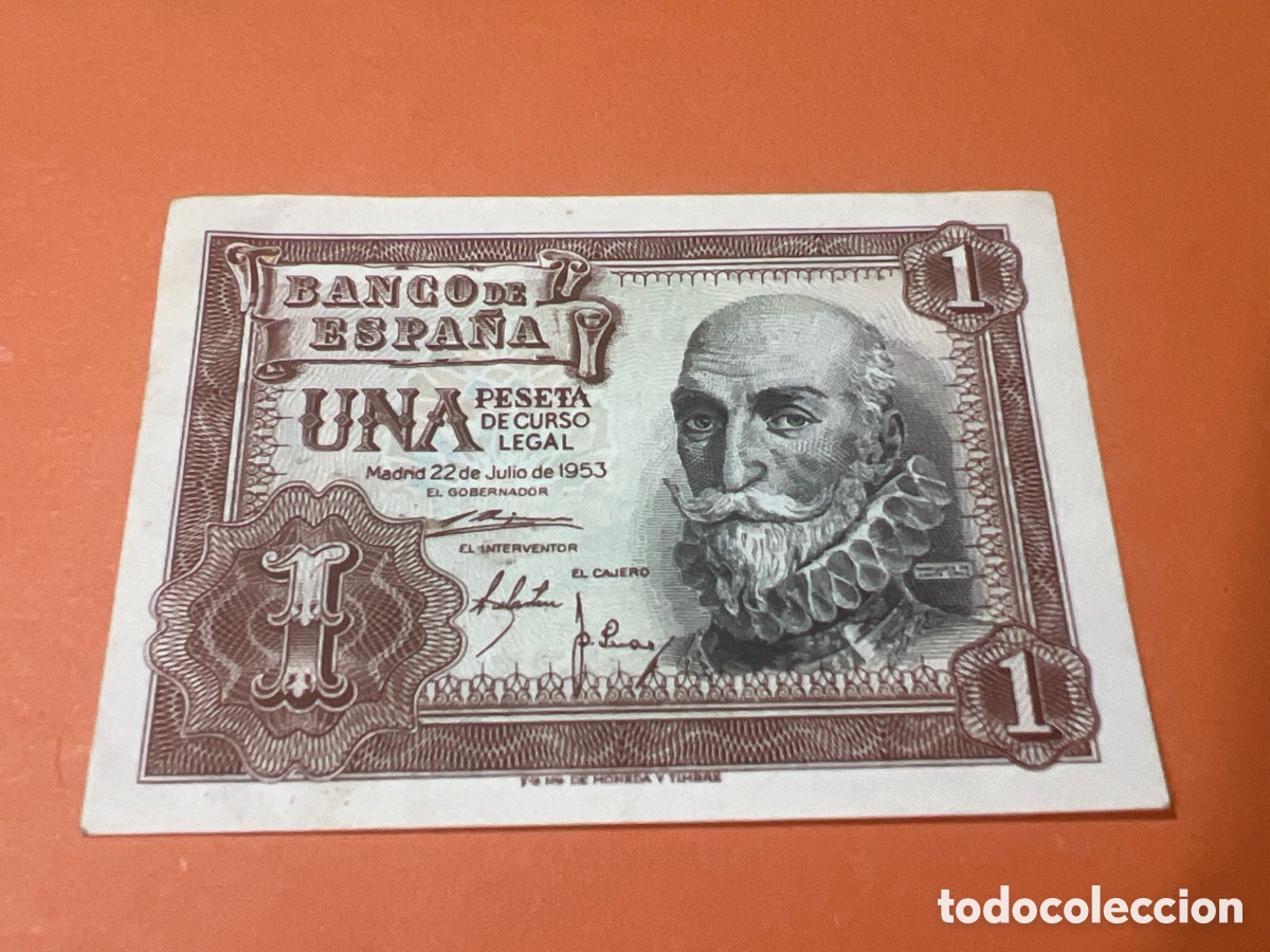 Billetes espa&ntilde;oles: A37. BILLETE FACS&Iacute;MIL DE ESPA&Ntilde;A. MADRID 22 JULIO 1953. 1 PESETA. MARQU&Eacute;S DE SANTA CRUZ.