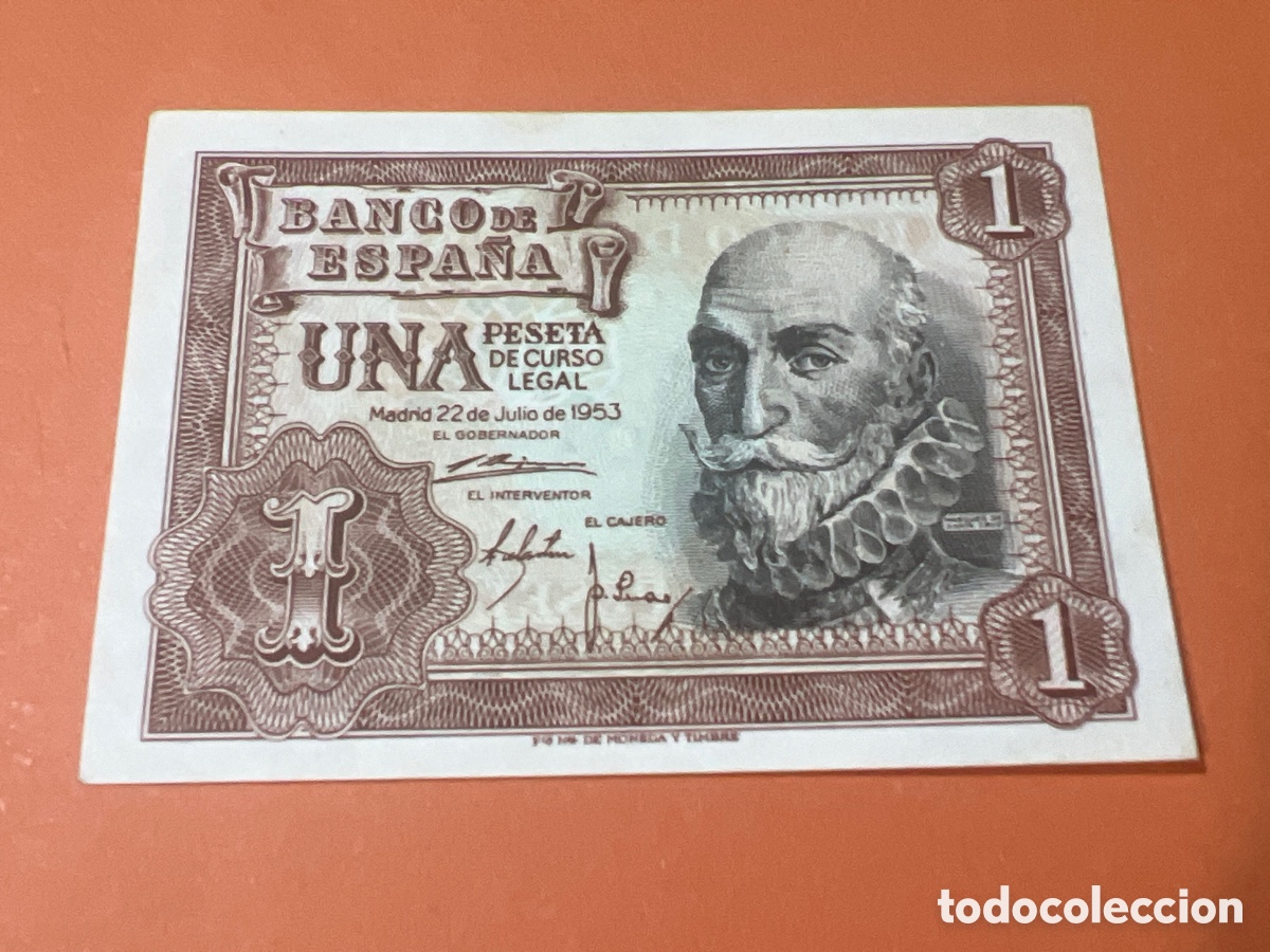 Billetes espa&ntilde;oles: A38. BILLETE FACS&Iacute;MIL DE ESPA&Ntilde;A. MADRID 22 JULIO 1953. 1 PESETA. MARQU&Eacute;S DE SANTA CRUZ.