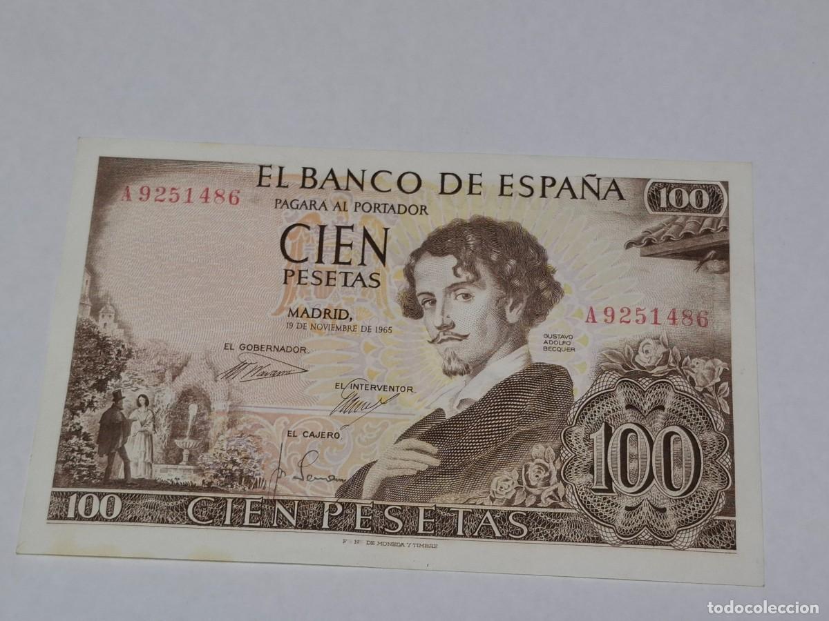 Billetes espa&ntilde;oles: Billete de CIEN PESETAS del 19 de Noviembre de 1965 BANCO DE ESPA&Ntilde;A con serie A, en EBC