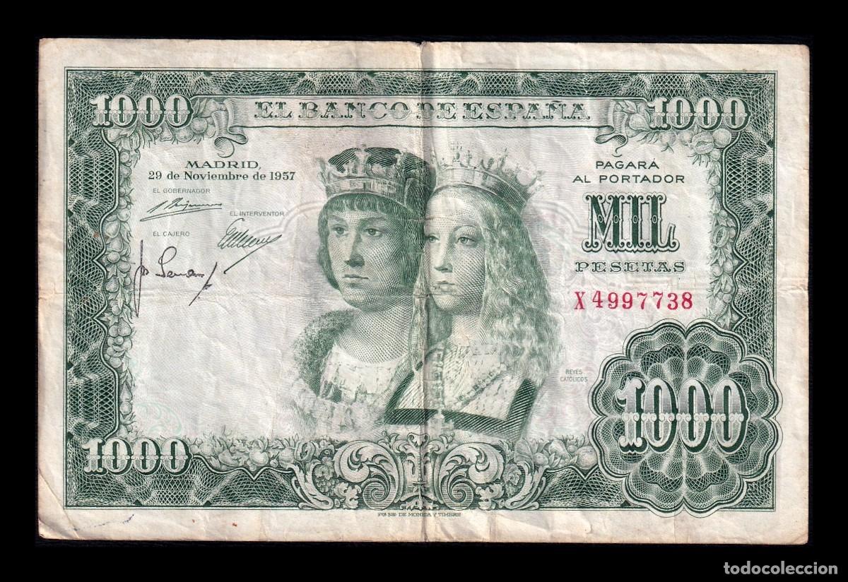 Billetes espa&ntilde;oles: Espa&ntilde;a 1000 Pesetas Reyes Cat&oacute;licos 1957 Pick 149 Serie X Bc/Mbc F/Vf