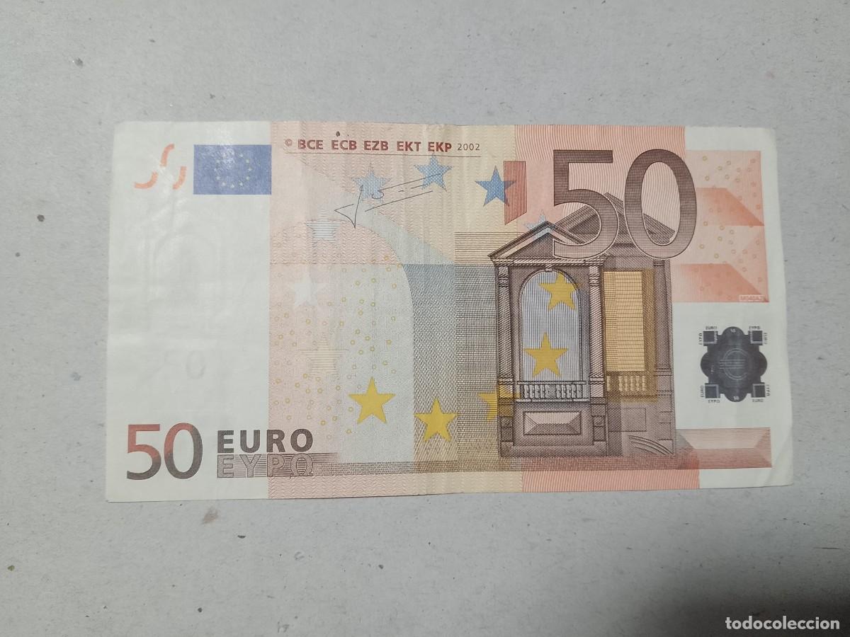 Billetes espa&ntilde;oles: 50 euros, 2 Firma Trichet, plancha M040A