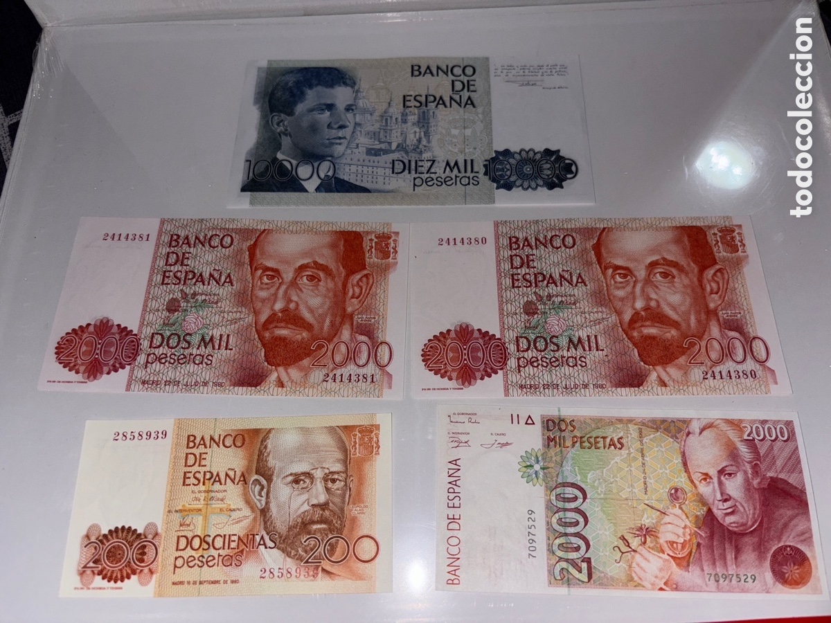 Billetes espa&ntilde;oles: Lote de billetes Espa&ntilde;oles sin serie en excelente estado