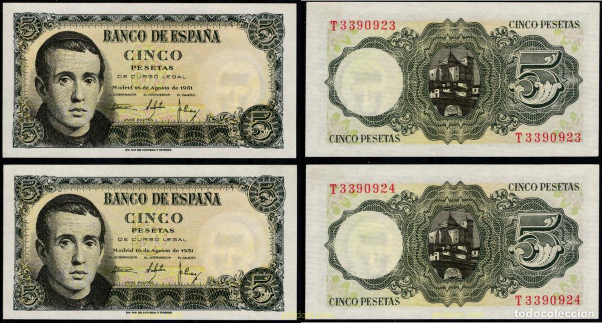 Billetes espa&ntilde;oles: 11434 ESPA&Ntilde;A 1951 5 Pesetas 16 de agosto 1951 - JAIME BALMES