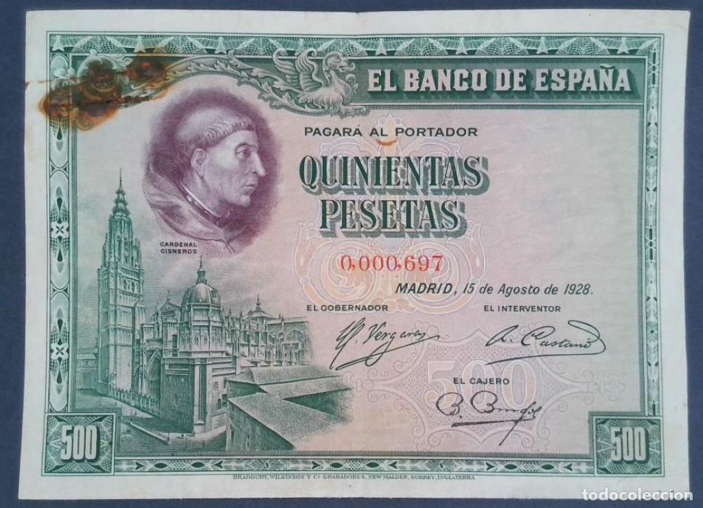 Billetes espa&ntilde;oles: Espa&ntilde;a, 500 Pesetas 1928 - 77a - (MBC / VF) [0000697]
