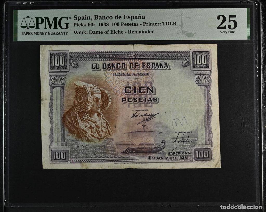 Billetes espa&ntilde;oles: Espa&ntilde;a, 100 Pesetas 1938 - P90 - (PMG-25)[XXREF5549503XXREF]