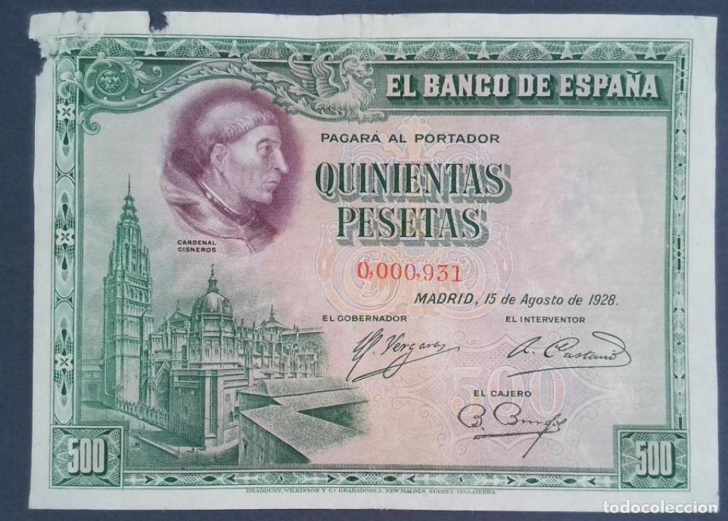 Billetes espa&ntilde;oles: Espa&ntilde;a, 500 Pesetas 1928 - 77a - (MBC / VF) [0000931]