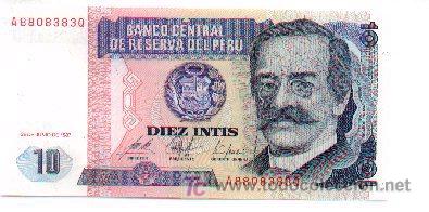 Billetes extranjeros: 6-643. Peru. 10 Intis 26-6-87 - Foto 1