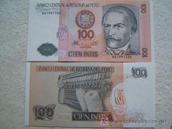 Billetes extranjeros: Billete Per&uacute;. 100 Intis. 1987. - Foto 1