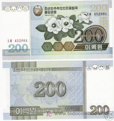 Billetes extranjeros: COREA DEL NORTE 200 WON 2005 UNC FEDEROTA - Foto 1