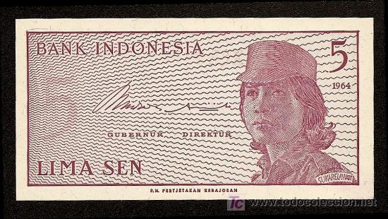 Billetes extranjeros: INDONESIA: 5 Sen 1964 SC Pick 91 - Foto 1