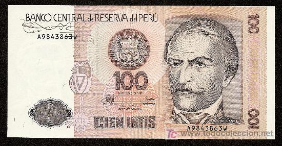 Billetes extranjeros: PERU: 100 Intis 1987 SC Pick 133 - Foto 1