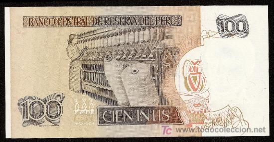 Billetes extranjeros: PERU: 100 Intis 1987 SC Pick 133 - Foto 2