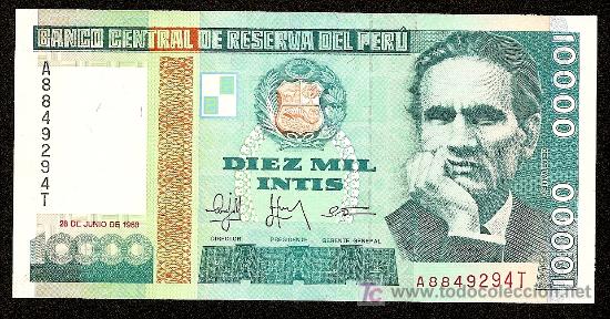 Billetes extranjeros: PERU: 10.000 Intis 1988 SC Pick 140 - Foto 1