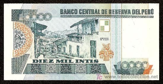 Billetes extranjeros: PERU: 10.000 Intis 1988 SC Pick 140 - Foto 2
