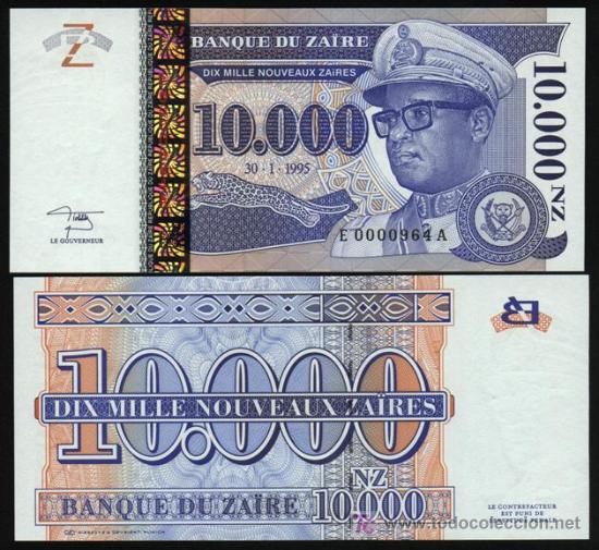 Banconote internazionali: ZAIRE. 10000 zaires 30.1.1995. G&D. Pick 70. S/C.