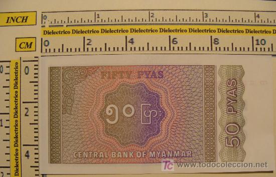 Billetes extranjeros: BILLETE DE MYANMAR. BIRMANIA. 50 PYAS. . - Foto 2