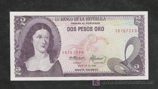 Billetes extranjeros: BILLETE DE COLOMBIA  DE DOS PESOS DE ORO - Foto 1