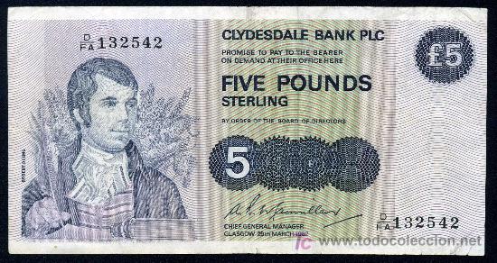 Billetes extranjeros: ESCOCIA : 5 Libras  1982  Pick 212A  EBC- - Foto 1