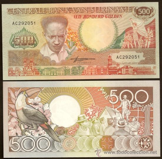 Billetes extranjeros: SURINAM (SURINAME). 500 gulden 9.1.1988. Pick 135 b.. S/C.