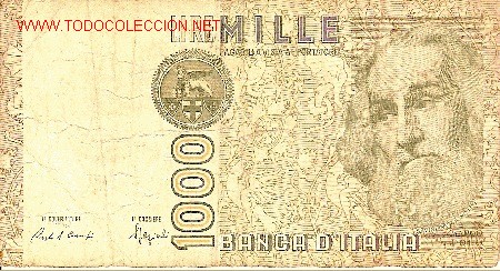 Billetes extranjeros: 1000 liras. Italia. - Foto 1