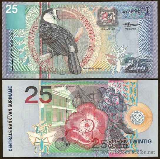 Surinam Paper Money 25 Gulden 2000 UNC