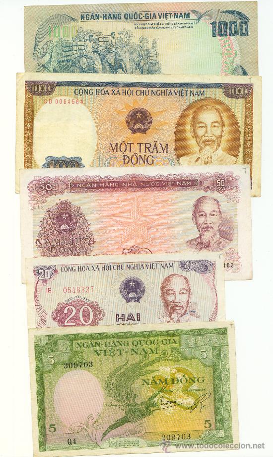 Billetes extranjeros: 5 billetes diferentes de Vietnam - Foto 1