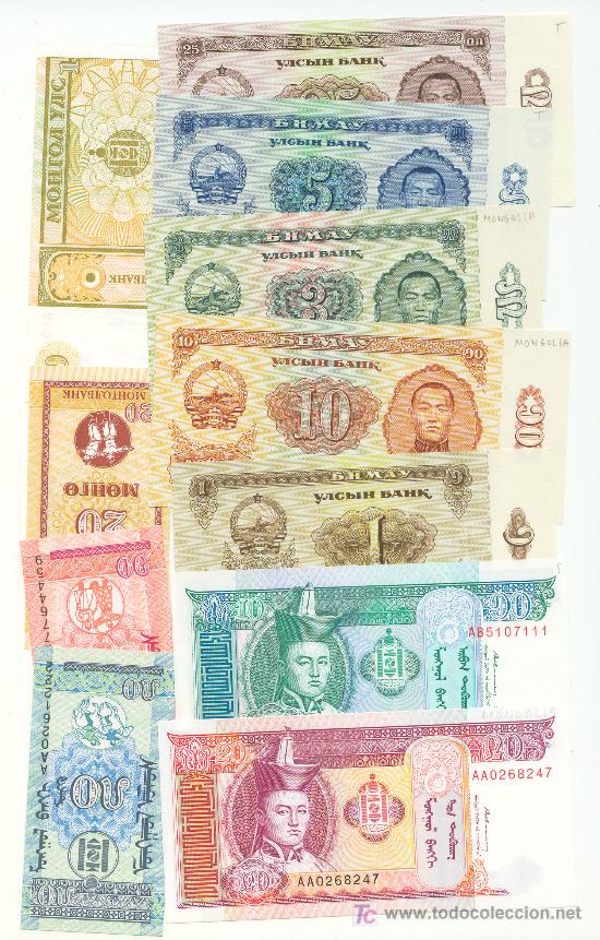 Billetes extranjeros: 11 billetes diferentes de Mongolia, sin circular - Foto 1