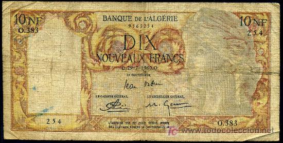 Billetes extranjeros: ALGERIA : 10 Nuevos Francos 1960  MBC-  RARO