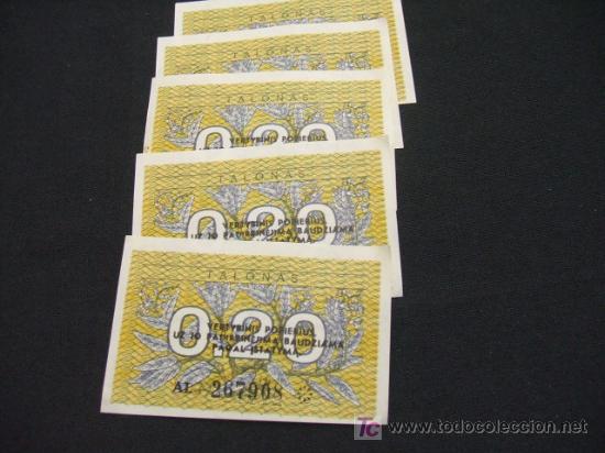 Billetes extranjeros: LOTE 5 BILLETES SIN CIRCULAR  - LITUANIA - - Foto 2