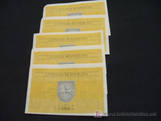 Billetes extranjeros: LOTE 5 BILLETES SIN CIRCULAR  - LITUANIA - - Foto 1