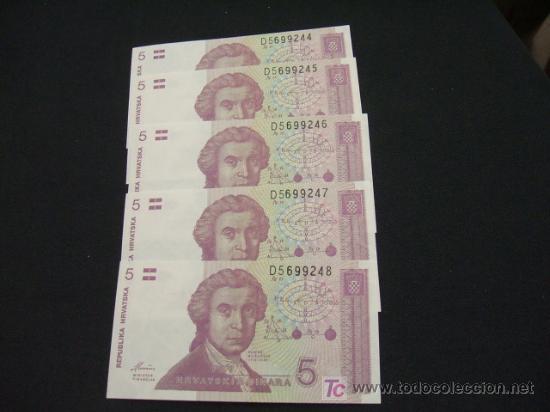 Billetes extranjeros: LOTE 5 BILLETES SIN CIRCULAR  - - Foto 1