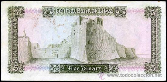 Billetes extranjeros: LIBYA (Libia) : 5 Dinares 1972  Pick 36b  Buen EBC - Foto 2