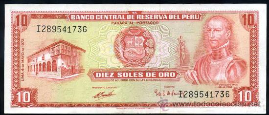Billetes extranjeros: PERU : 10 Soles 1972  S/C  Pick 100c - Foto 1