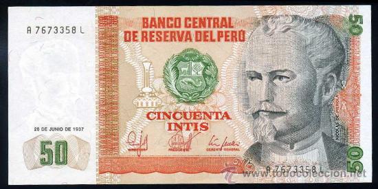 Billetes extranjeros: PERU : 50 Intis 1987  S/C  Pick 131 - Foto 1