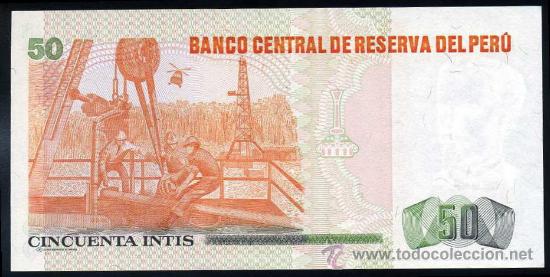 Billetes extranjeros: PERU : 50 Intis 1987  S/C  Pick 131 - Foto 2