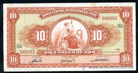 Billetes extranjeros: PERU : 10 Soles 1963  S/C  Pick 84 - Foto 1