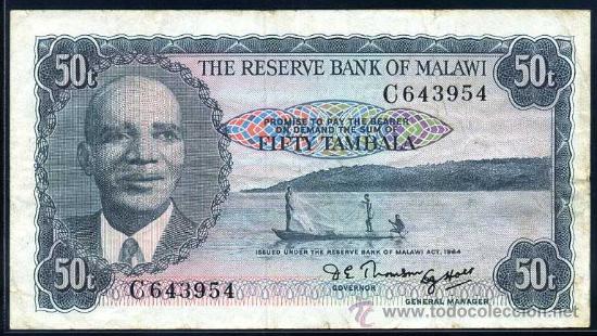 Billetes extranjeros: MALAWI : 50 Tambala 1971  MBC  Pick 5 - Foto 1